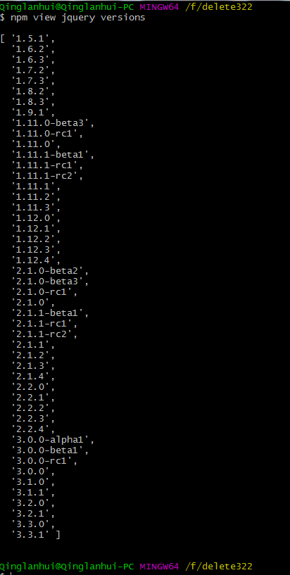 npm 上的各种包的版本信息的简单描述