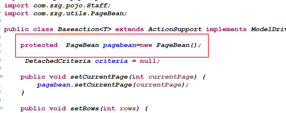 在Baseaction中定义一个PageBean对象遇到nullpointException问题