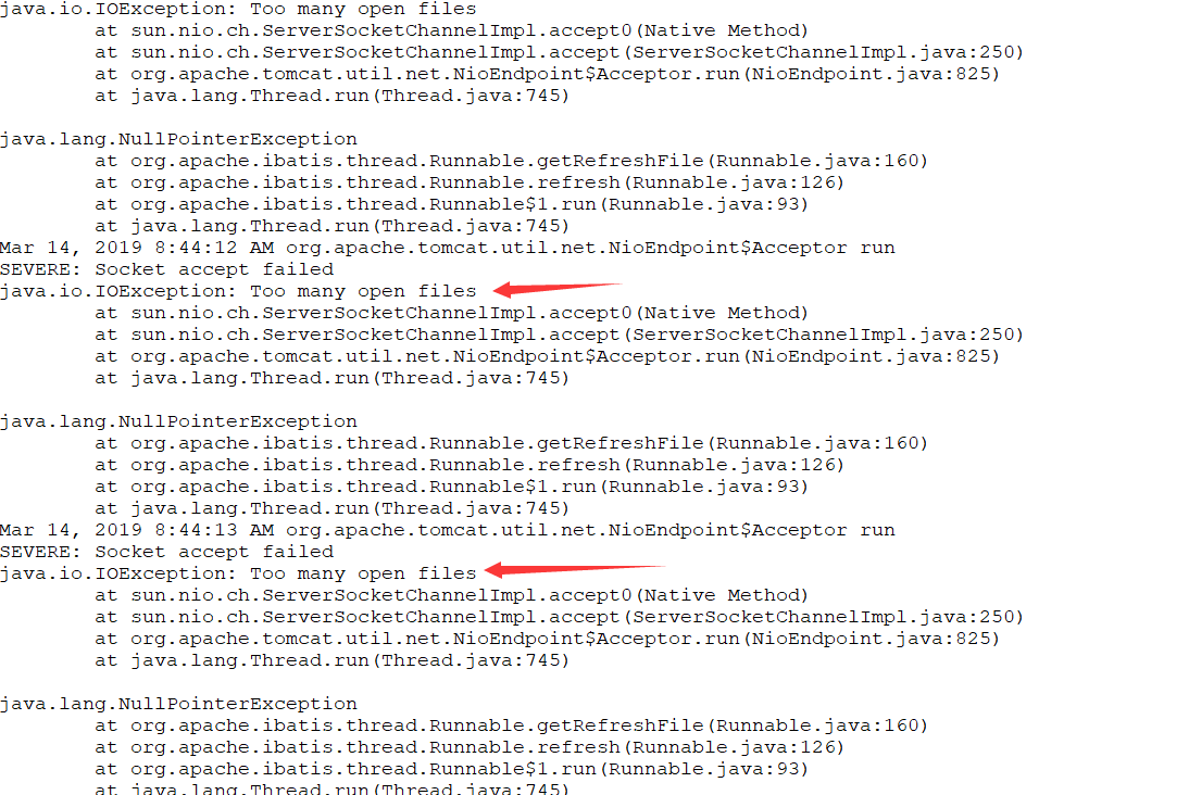 记一次too many open files 异常