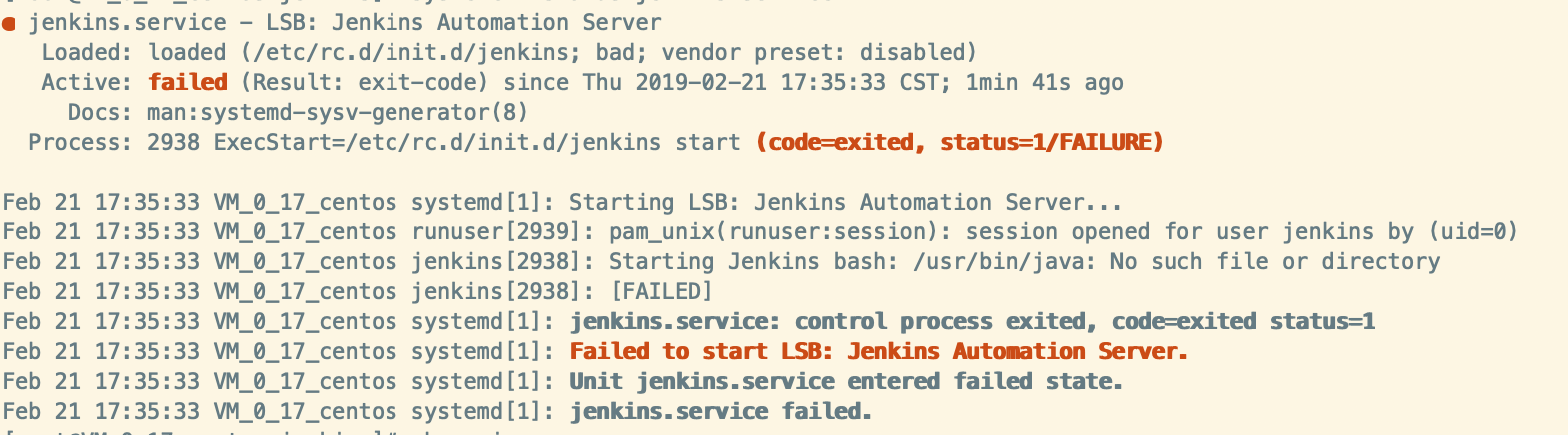 jenkins启动失败详情