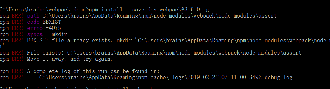 安装webpack报错及解决办法