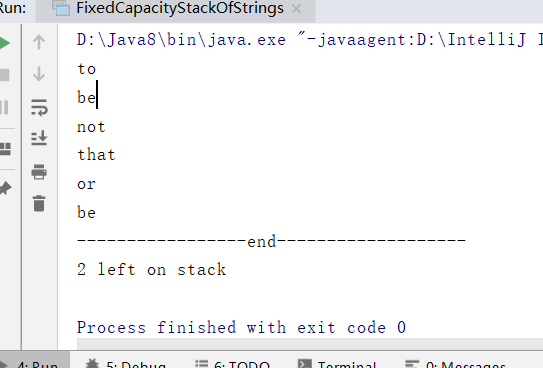 算法第四版 P84定容栈 FixedCapacityStackOfStrings的算法实现