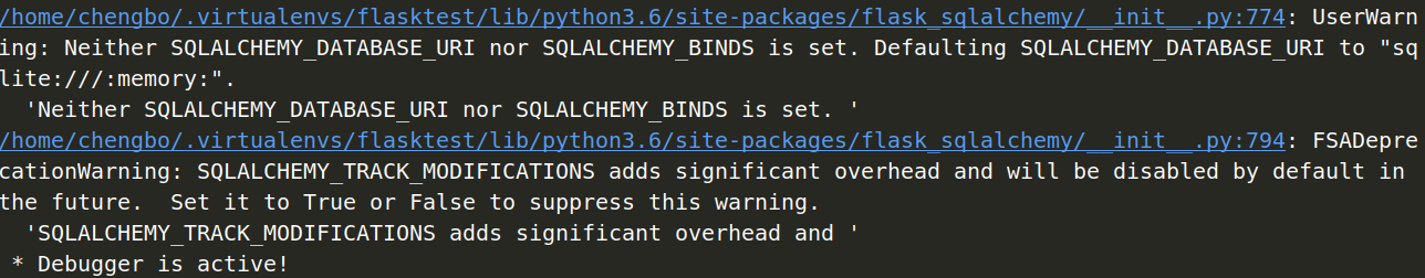 flask出警告: UserWarning: Neither SQLALCHEMY_DATABASE_URI nor SQLALCHEMY_BINDS is set. Defaulting SQLA
