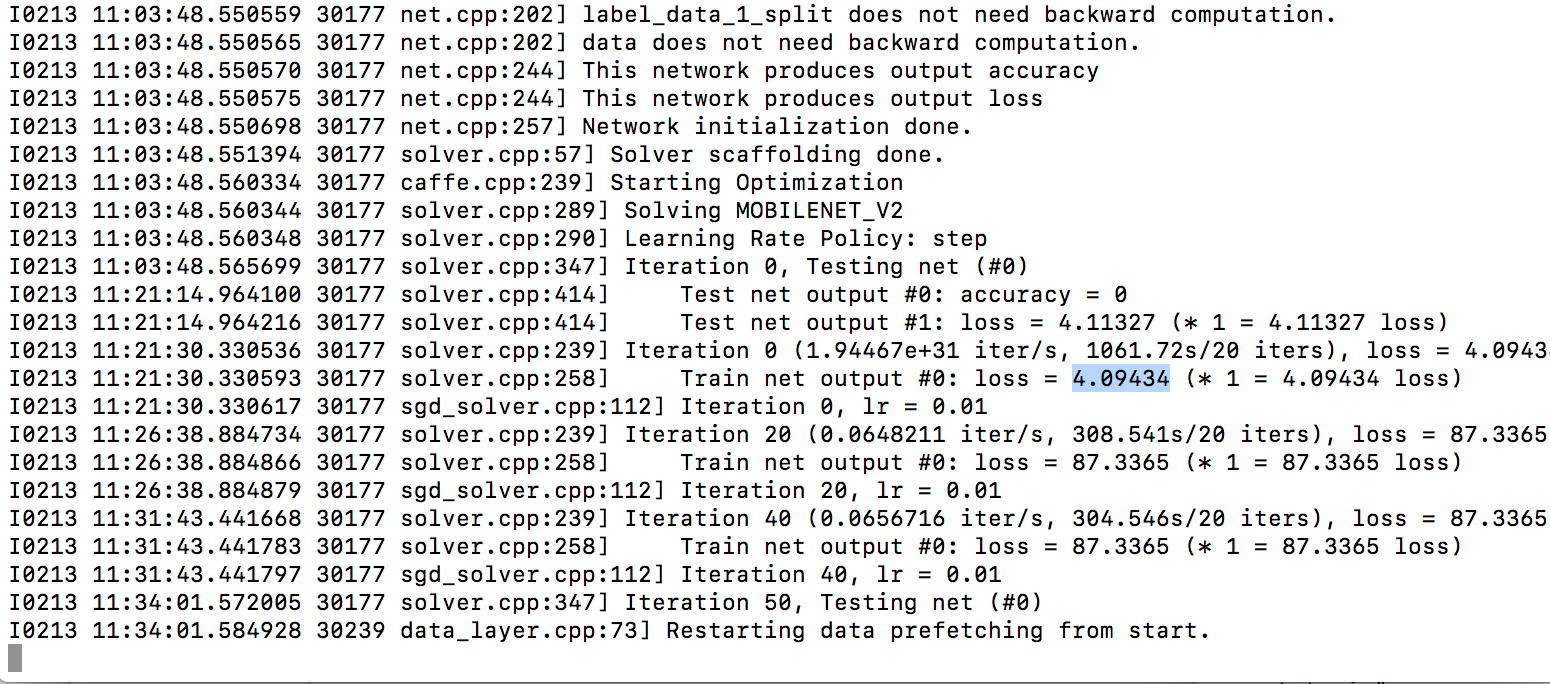 caffe训练出现：Restarting data prefetching from start