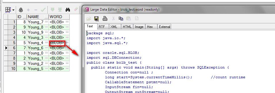 Oracle blob字段类型 文件读写实例