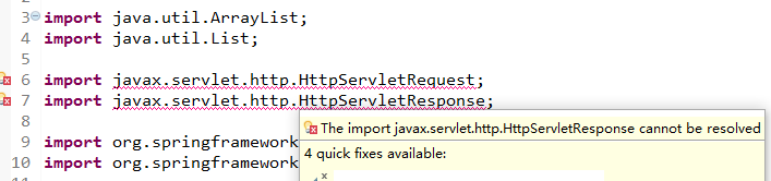 SVN检出项目javax.servlet.http.*;报错