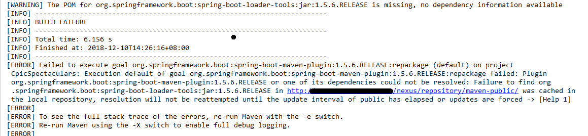 Maven错误：was cached in the local repository, resolution will not be reattempted until the update