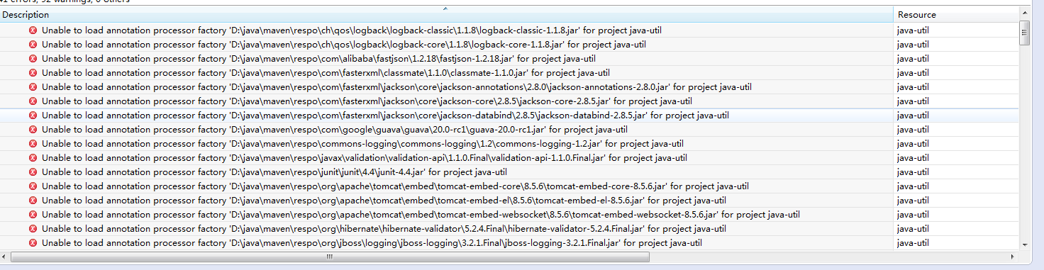 eclipse Resource Path Location Type Unable to load annotation processor factory 异常