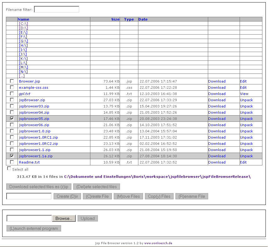 jsp File browser 1.2 bug修复，解决乱码等问题