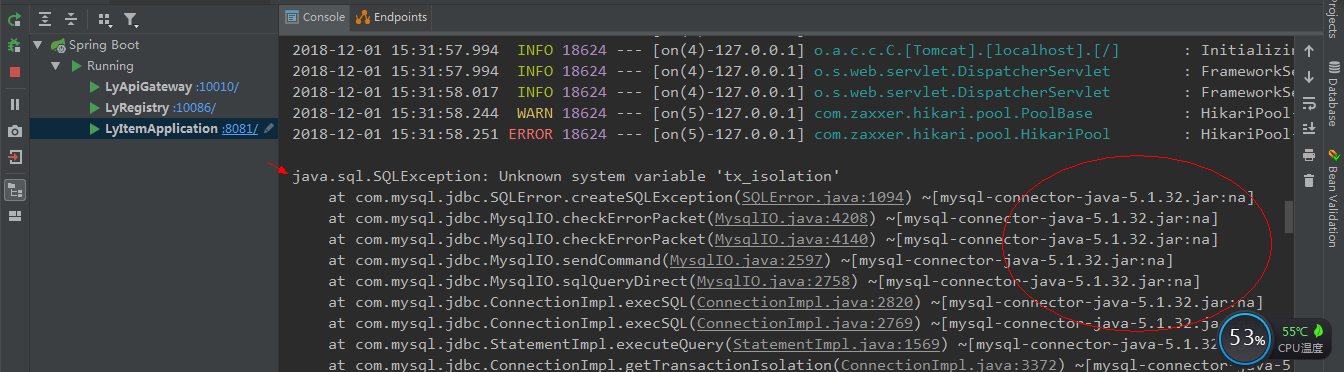 搭建商品模块、java.sql.SQLException: Unknown system variable 'tx_isolation'