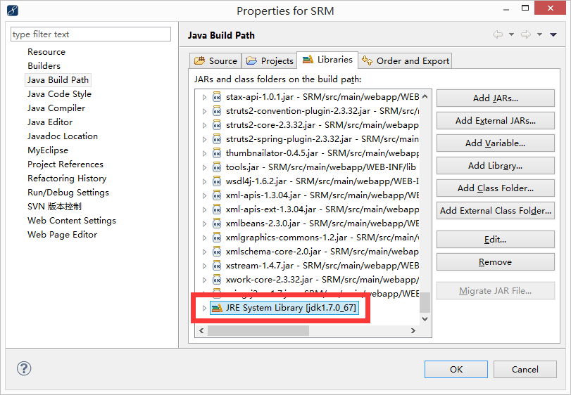 SVN检出后报错 Unbound classpath container: 'JRE System Library [JavaSE-1.7]' in project 'idweb'