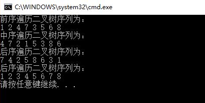 二叉树的遍历C++代码实现