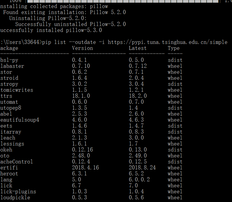 pip3 list --outdate无法加载及更新源