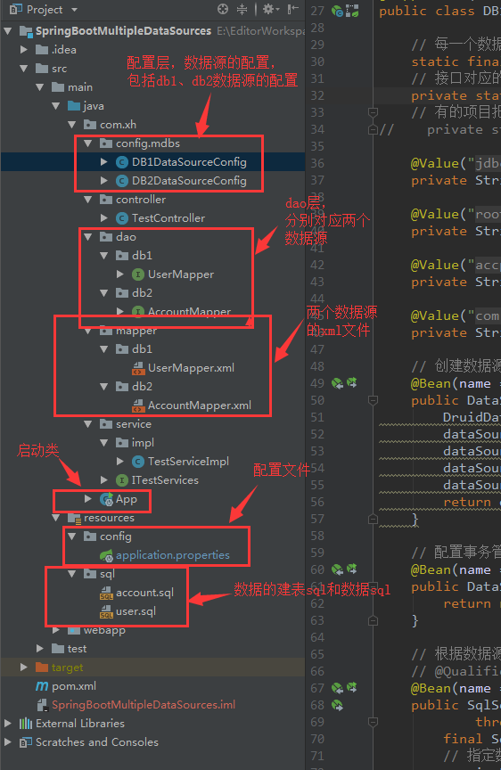 springboot mybatis 使用Druid配置多数据源