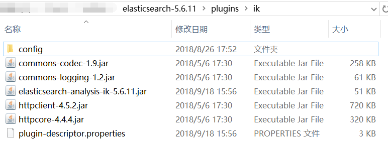 6.11.zip解壓到該文件夾下,如圖:2,ik分詞器配置在https://github.