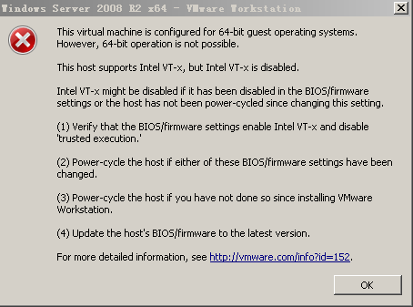 VMware的“Intel VT-x is disabled”解决方法