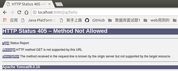 chrome 浏览器HTTP method GET is not supported by this URL报错