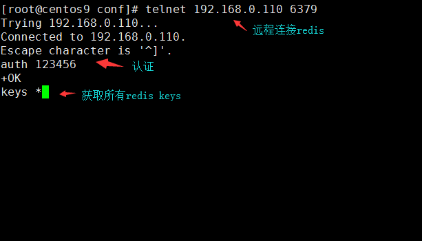 telnet 远程连接redis并获取数据