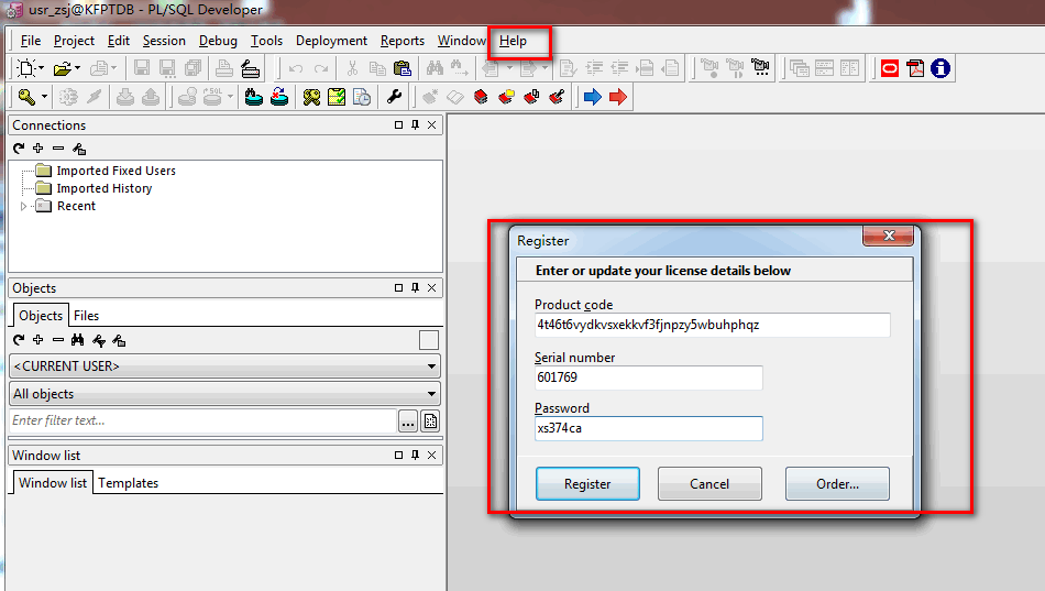 plsql的注册激活