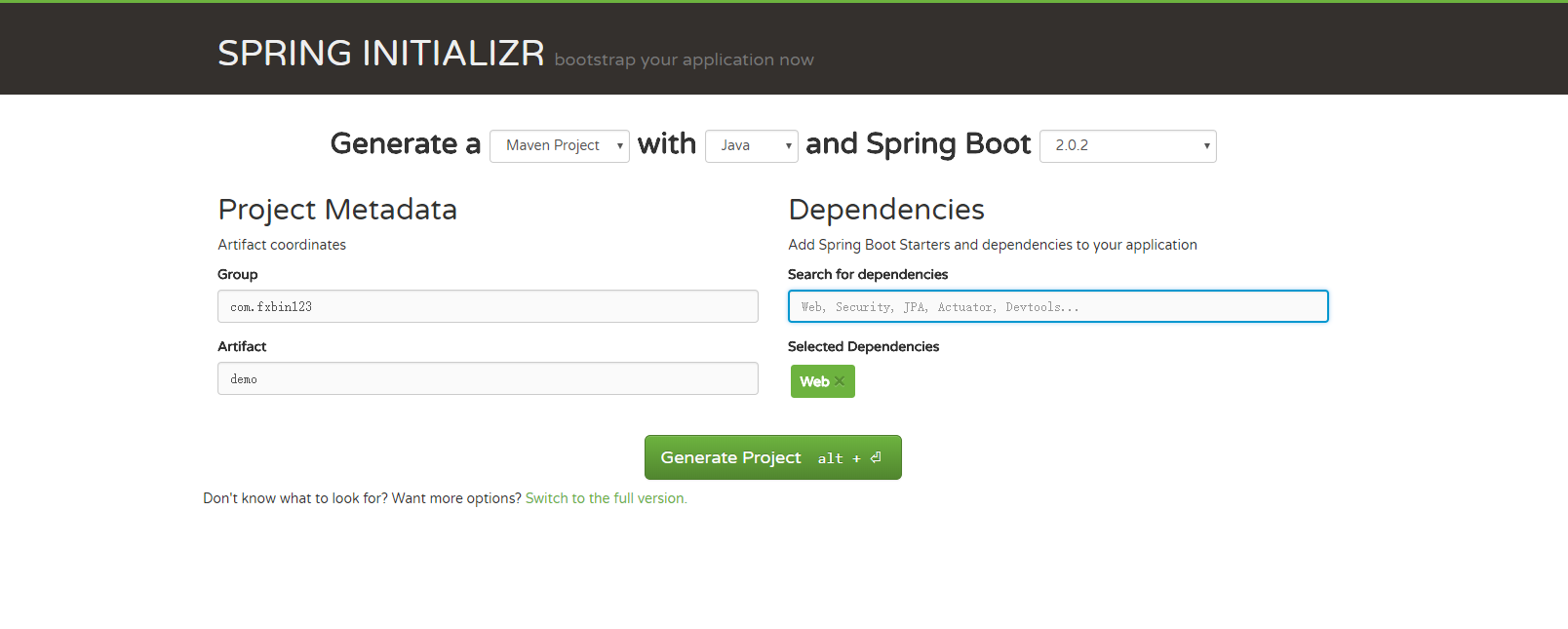 SpringBoot2.X (三)：快速构建SpringBoot 项目的两种方式