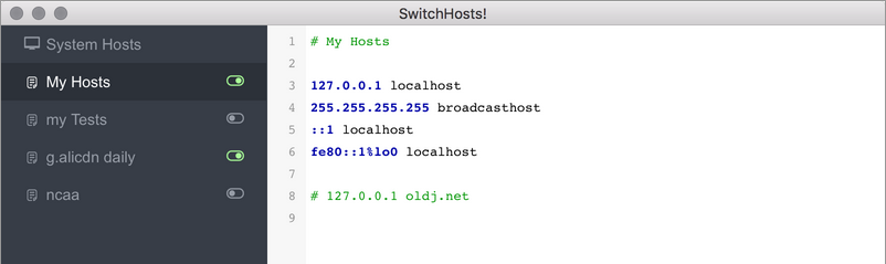 快捷切换hosts小工具：SwitchHosts!