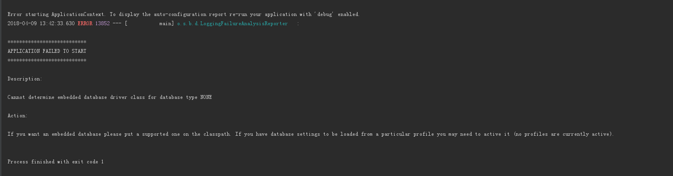 SpringBoot启动报错If you want an embedded database please put a supported one on the classpath. If....