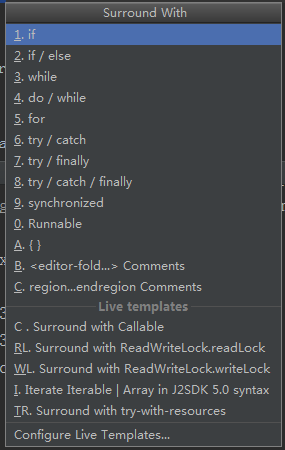 在idea中添加try/catch的快捷键