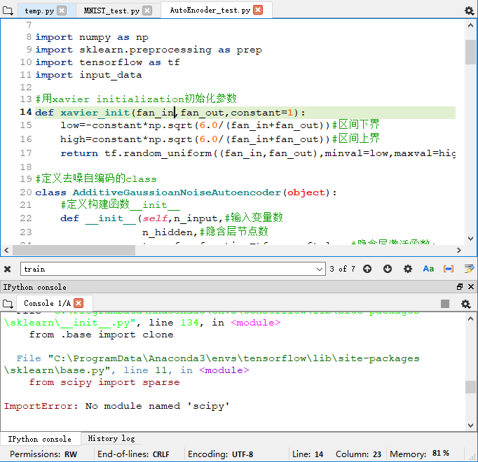 Anaconda/Spyder/Tensorflow中解决ImportError: No module named 'sklearn'等问题的方法