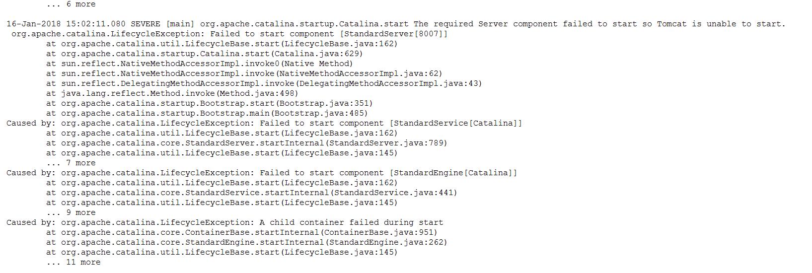 关于linux服务器部署项目 启动tomcat报错A child container failed during start问题解决