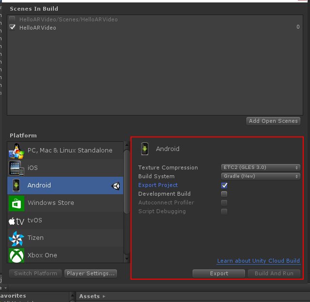 unity3d 导出安卓工程