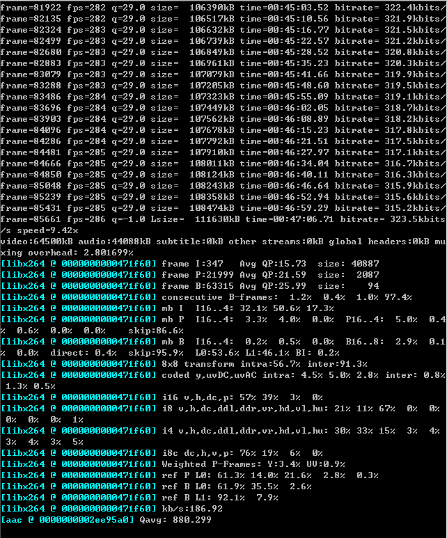 使用ffmpeg将视频转为x264编码的mp4文件