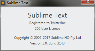 Sublime Text3 3143 注册码，亲测可用！