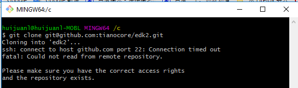 git clone时出现ssh: connect to host github.com port 22: Connection timed out fatal: Could not read from