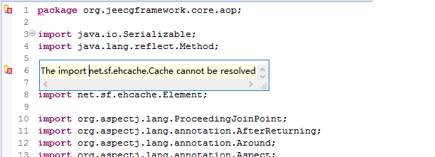 Eclipse导入Maven项目,报错提示:The import net.sf.ehcache.Cache cannot be resolved