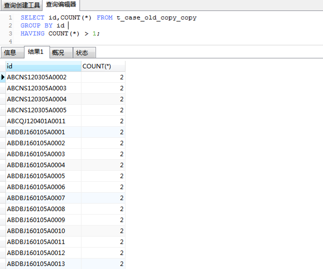 Mysql删除id相同的重复数据