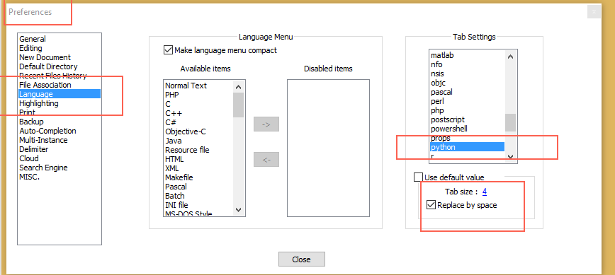 notepad++配置tab为空格