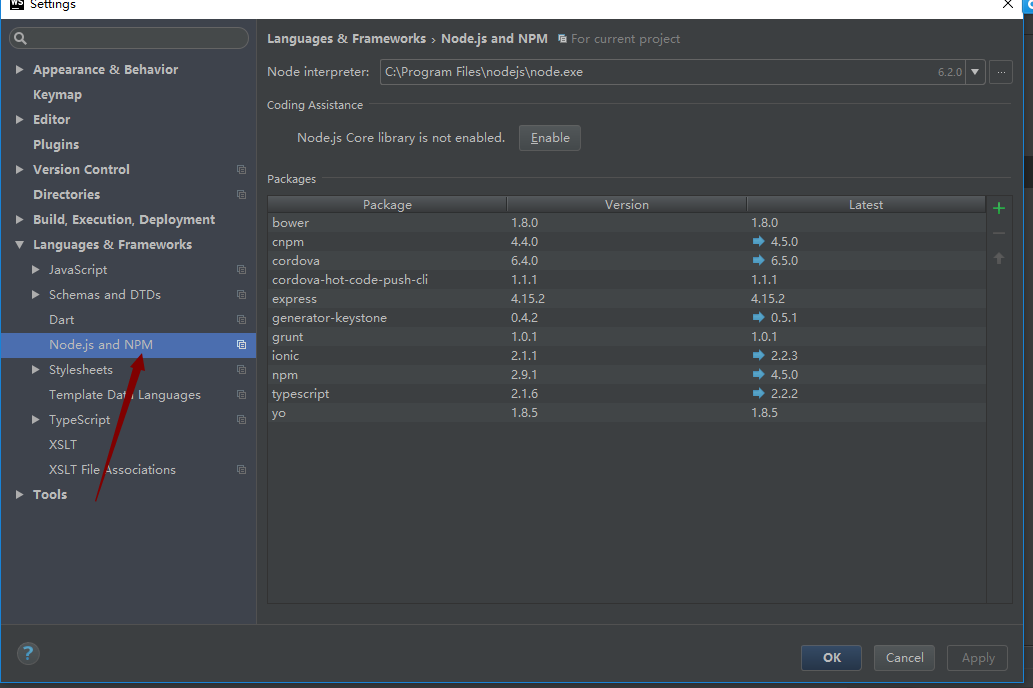 Webstorm设置Node.js智能提示