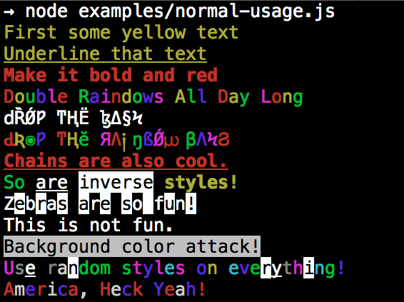 Node.js npm colors