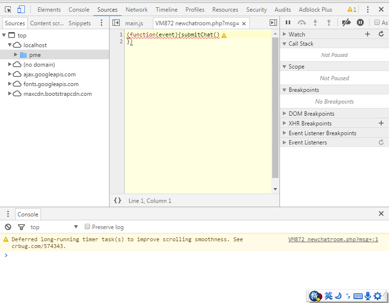 Chrome开发者工具中关于“Deferred long-running timer task(s) ”的警告