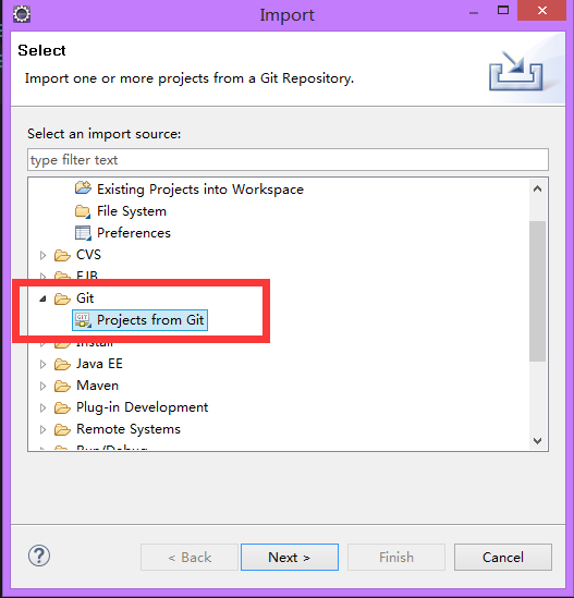 ecplise中git项目的导入