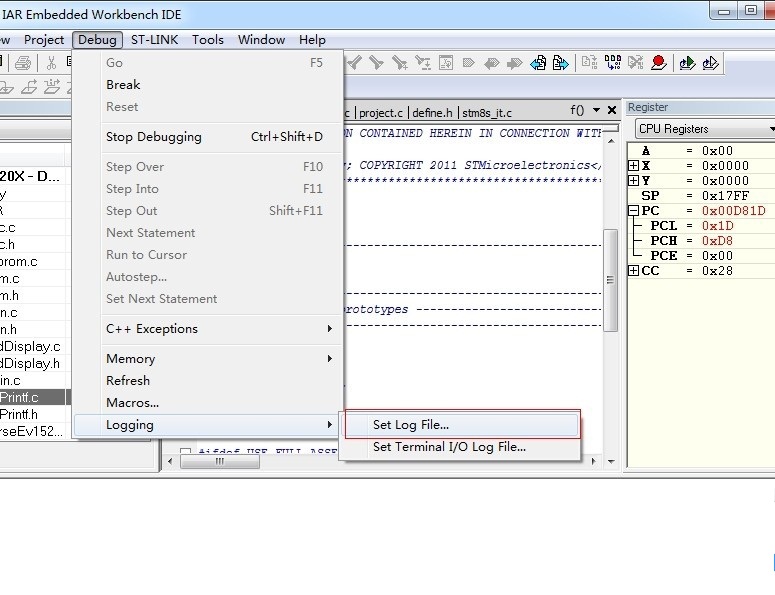 STM8S IAR LOG功能