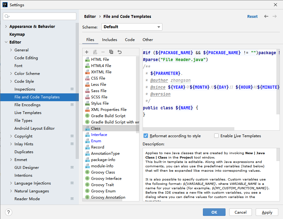 Intellij IDEA 配置注释模板