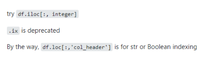 python错误：DataFrame object has no attribute ‘ix‘ 以及 iloc()和loc()的区别