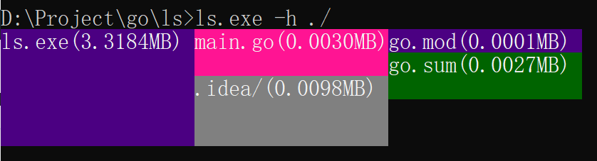 Golang 文件大小可视化ls工具