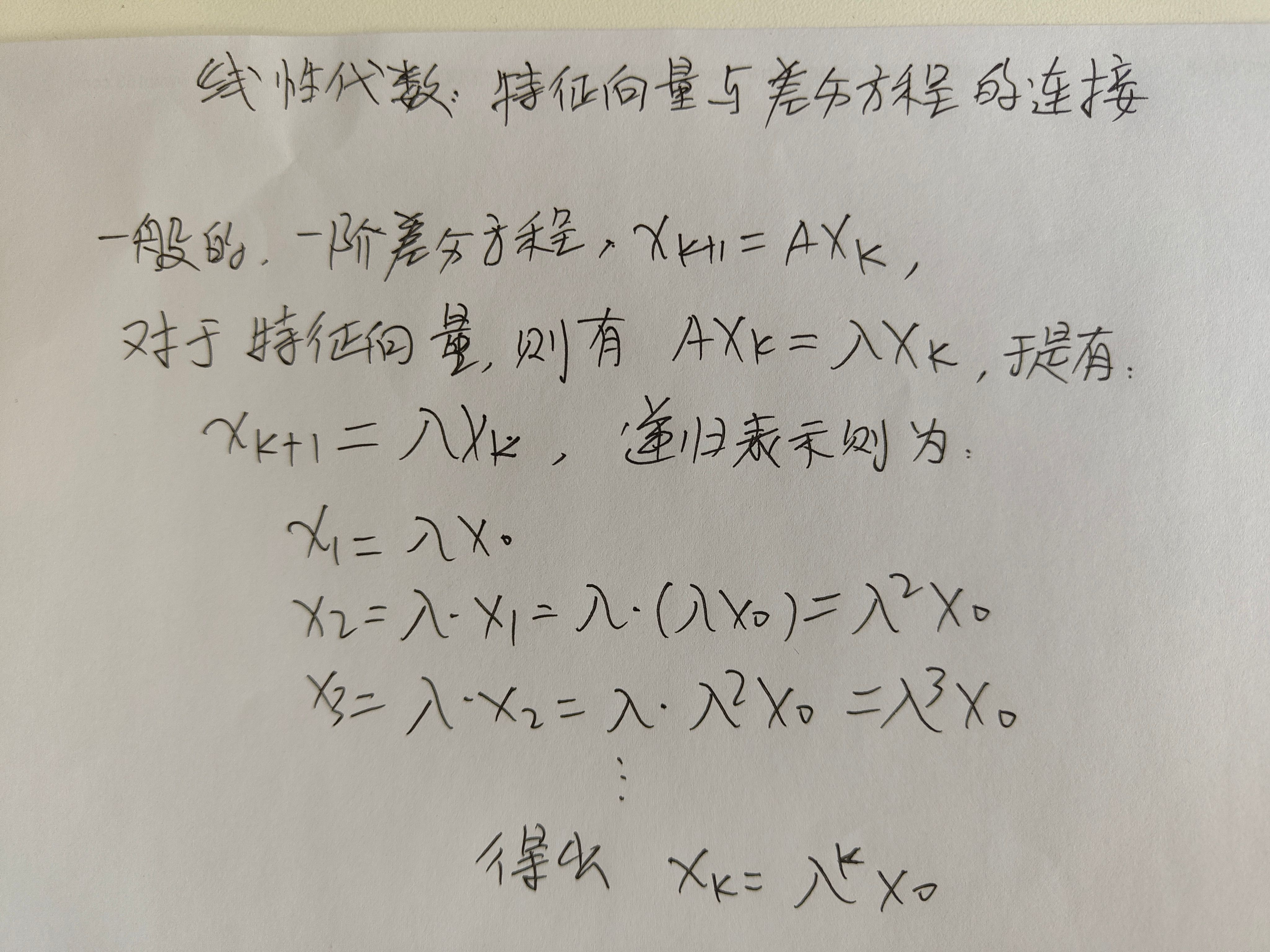 高等数学-线性代数：特征向量与差分方程的连接