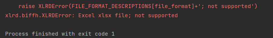 xlrd.biffh.XLRDError: Excel xlsx file； not supported