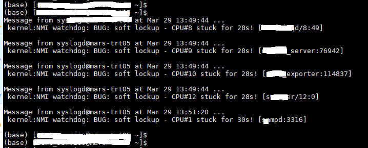 活久见 kernel:NMI watchdog: BUG: soft lockup - CPU#8 stuck for 28s! [xsoftdd/12:0]