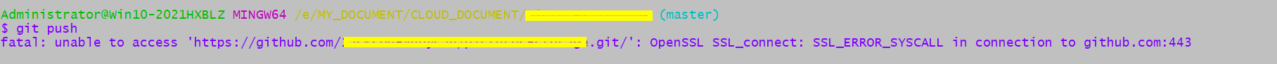 GitHub Clone/Push代码失败 OpenSSL SSL_connect: SSL_ERROR_SYSCALL in connection to github.com:443 的解决办法