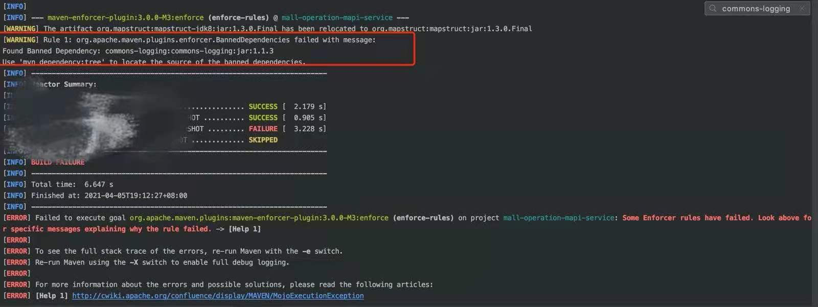 maven failed enforcer 报错 validate mvn
