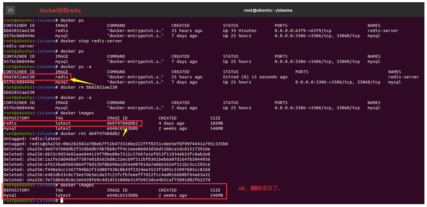 送你一张图，教你如何docker卸载redis，请收好